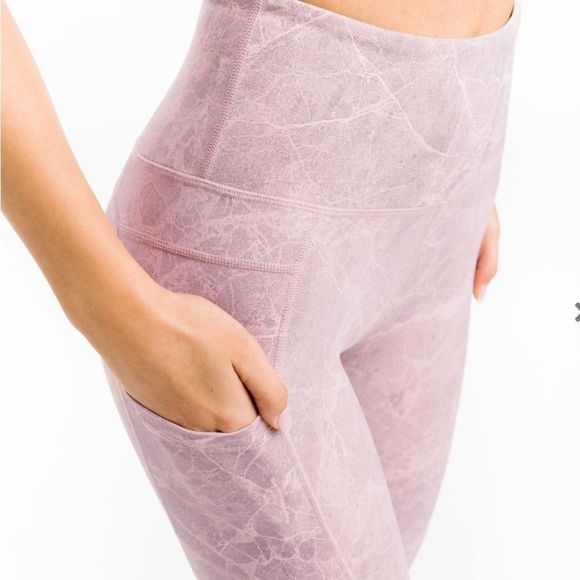 NWT Pink Digital Granite Pocket Light n Tight Hi-Rise 7/8 24" small - Picture 3 of 5